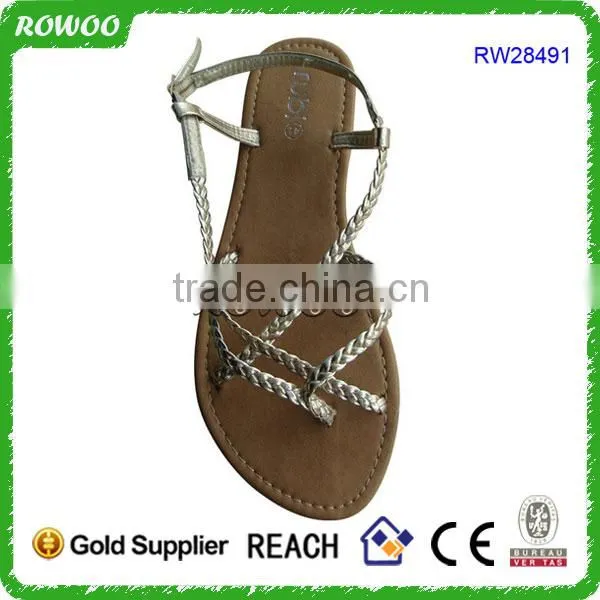 Gold Women's Crossing Over Flat Sandal photo-2