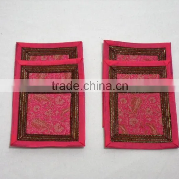 Indian Silk Table Runner With Placemats and Coaster in Pink Color Size 16*62 photo-4