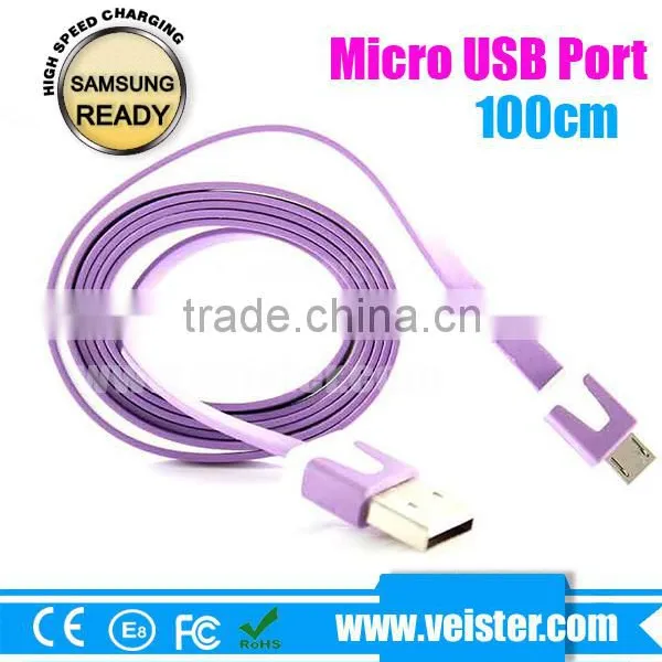 1M Colorful Noodle Usb Micro Cable for Blackberry photo-2