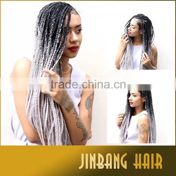 100g 24inch Black and Grey High Temperature Synthetic Fiber Hair Ombre Jumbo Braid photo-4