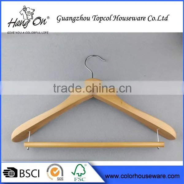 Household Clothes Natural Color Wood Hangers For Trousers