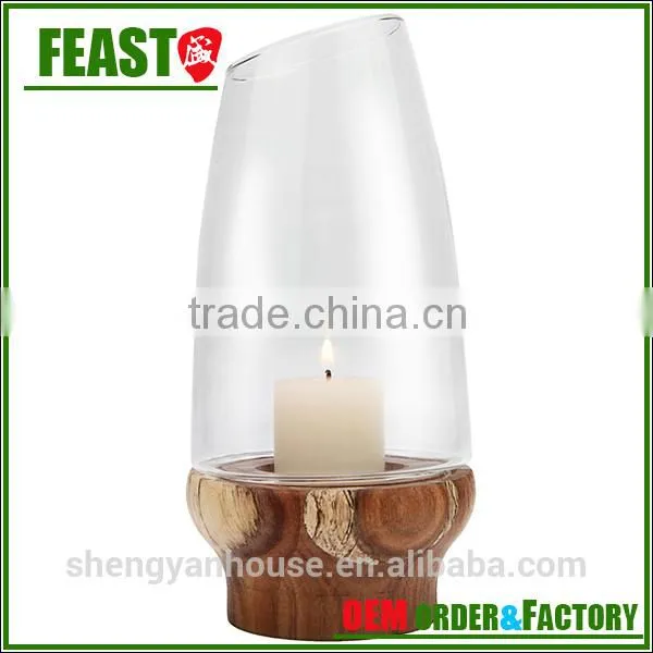 Cheap Glass Candle Holders With Wood Stand photo-2