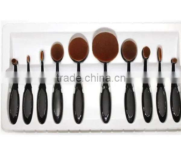 10 PCS Oval Makeup Brushes Set Synthetic Hair Professional / Full Coverage Plastic Face / Eye / Lip MAKE-UP FOR YOU 10 PCS O photo-4