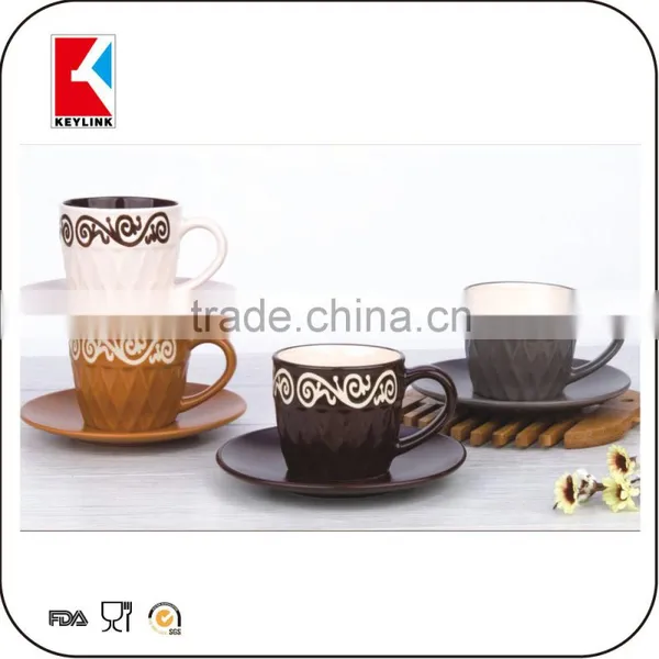 Black Outside Color Inside in Metal Holder 90cc Espresso Cups 12pcs Ceramic Cup and Saucer photo-6