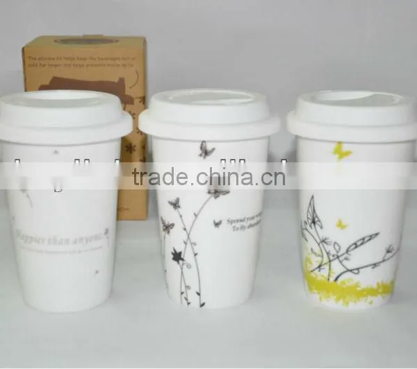 Single Wall New Bone China Travel Mug With Silicon Lid
