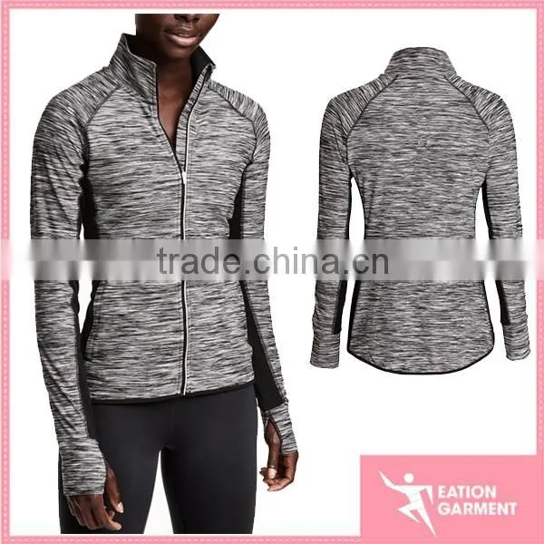 2016 Heather Grey Good Quality Cheap Custom Yoga Jackets Wholesale Jacket