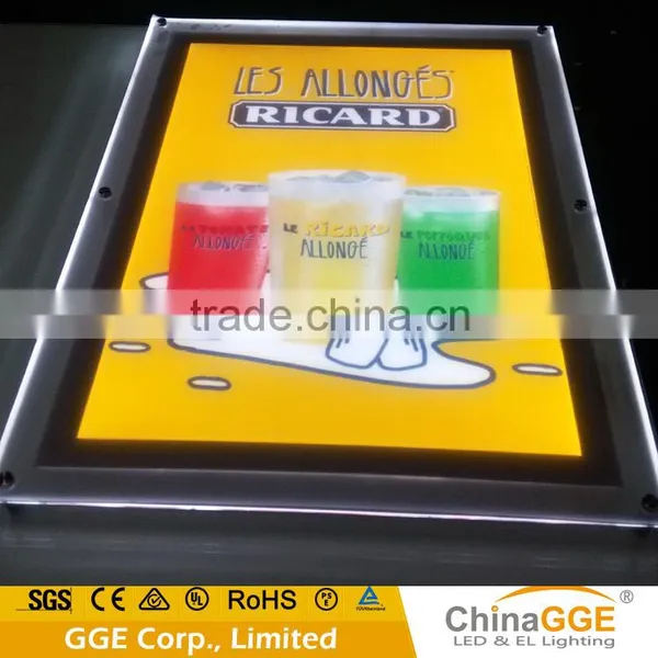Slim Tabletop Light Box Crystal Glow Display Stand A3 Poster Frames Black LGP Lighting Sign photo-2