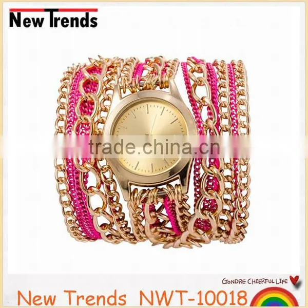 Colorful Hawaii Style Women's Watches Long Metal Chain Bracelet Watch