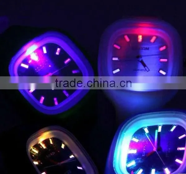 NEW HOT SELLING Square Jelly Quartz Wrist Bracelet Sports Unisex Silicone LED Watch 12colors Choose photo-2