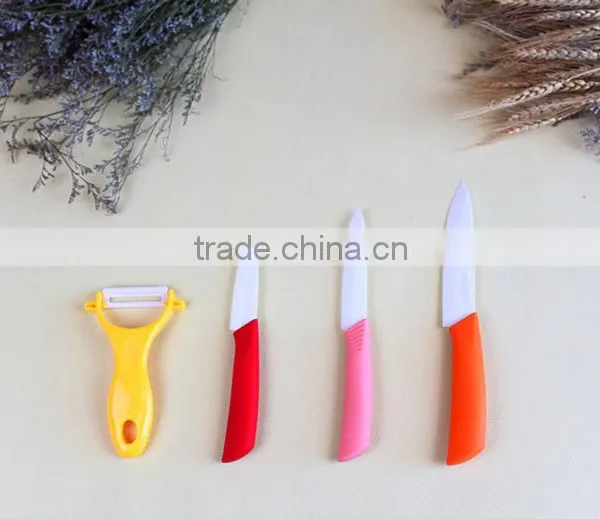 Most Attractive Colorful Handle Ceramic Kitchen Knife Set With Peeler White Blade in Knife Stand photo-3