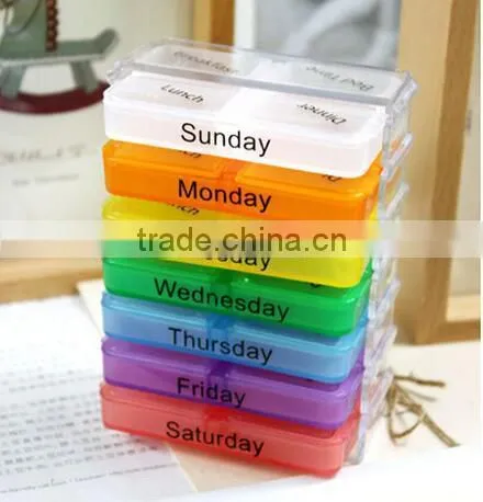 Promotional Colorful High Quality 28 Compartment Pill Box/plastic pill box/small plastic compartment box