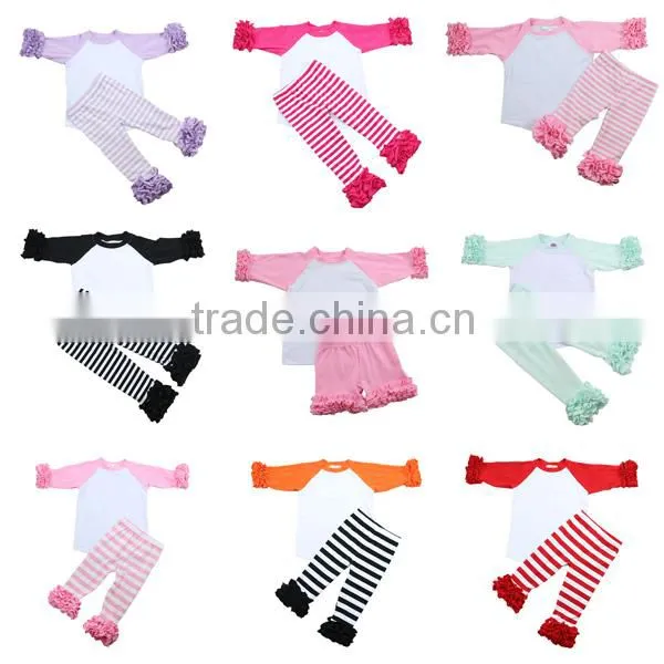 2016 Kids Clothing Set White Chest Black 3/4 Sleeve Children Raglan Icing Pants Girls Boutique Fall Children Clothing Sets Girls photo-6