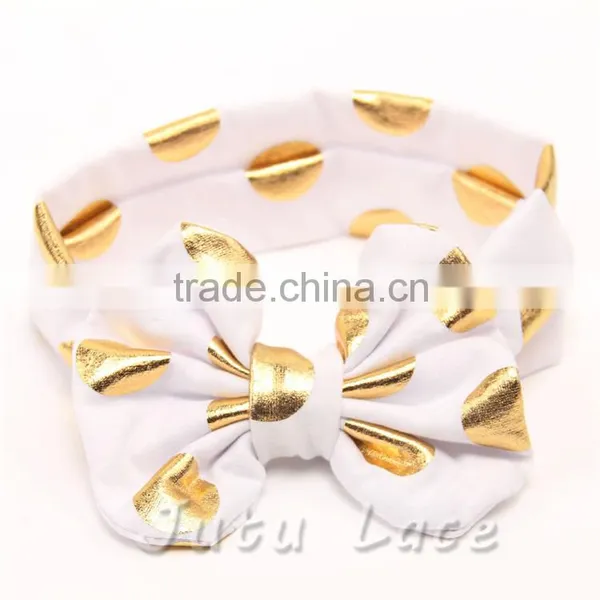 New Wide Fabric Elastic Headband Flashing-polka Dot Hair Bow Headwrap-flashing Bow Headbands photo-6
