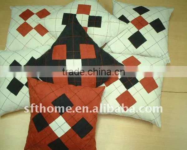 Faux Suede Argyle Patch Cushion Cover