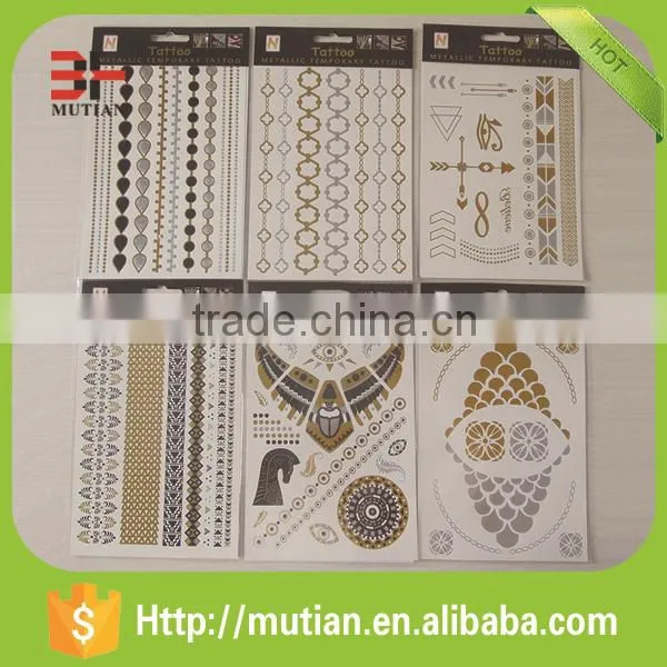Sales Good Quality Metallic Flash Tattoo Temporary Gold Tattoo Sticker photo-2