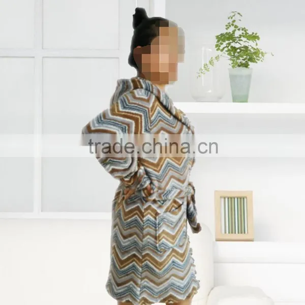 Kevince Women Flannel Pyjama Robe Wave AOP Printed Knitting MOQ 1000pcs OEM Factory Directly photo-2