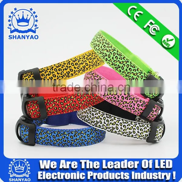 2015 Hot Selling Christmas LED Eembroidered Ppet Collar With Leopard photo-2