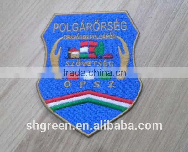 Uniform Shoulder Embroidery Emblem With Gold Metallic Thread photo-2