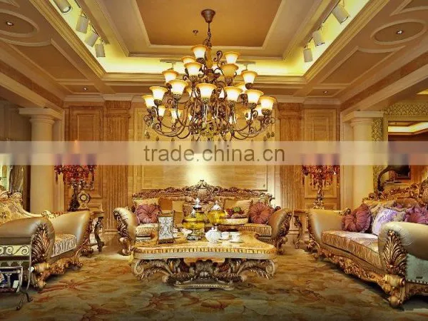 Palace Classic Hand Carved Wooden Upholstery Living Room Sofa Set Furniture(MOQ=1 SET) photo-3