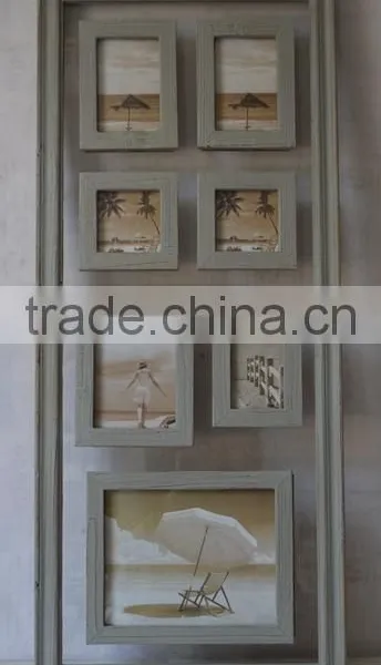 Decorative Antique Wooden Tempering Glass Photo Frame With Multi Openings photo-2