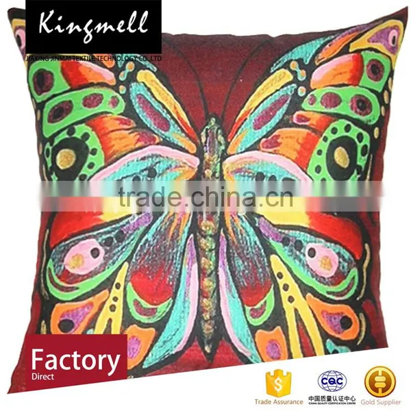 Custom Home Textile Butterfly Printed Cotton Cushion Cojin photo-2