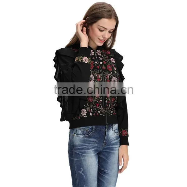 Latest Fashion Custom Women Bomber Flower Jacket photo-2