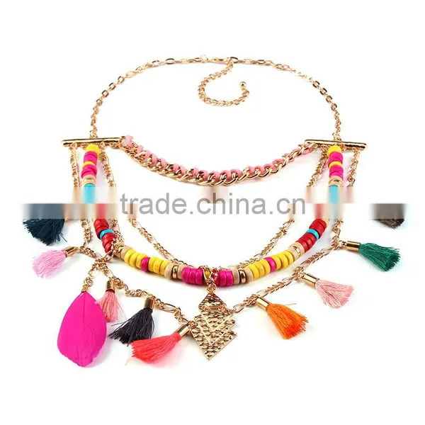 Multicolor Tassel Beads Chain Handmade Necklace photo-3