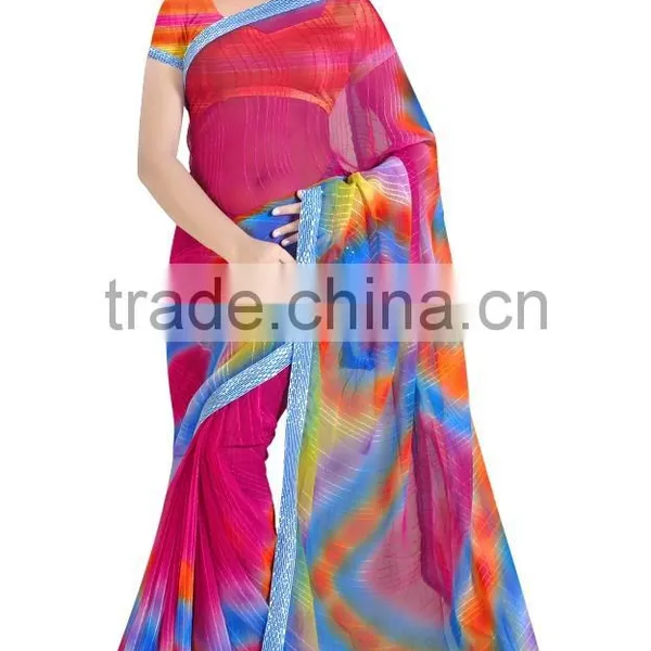Spray Printed Designer Styles Saree With Lace Border photo-3