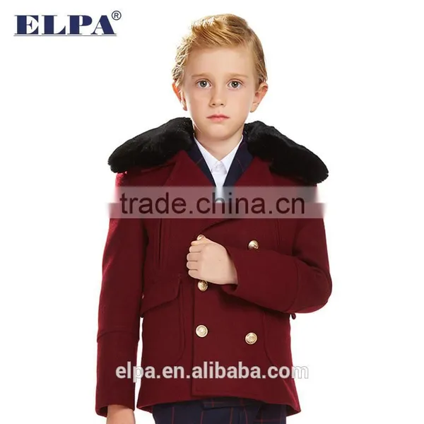 ELPA Fashion Tan Kid's Coats Warm Winter Wool Overcoat photo-3