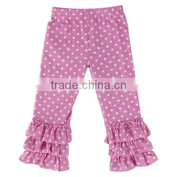 Kids Girls Polka Dot Pants Girls Triple Ruffle Leggings Cotton Full Length Fall Pants photo-2