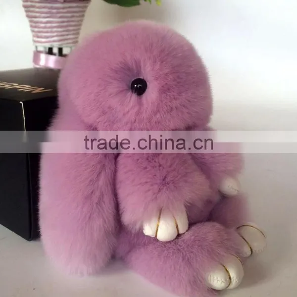 Myfur Popular Lady Bag Charm Real Rabbit Fur Key Ring Car Accessory photo-3