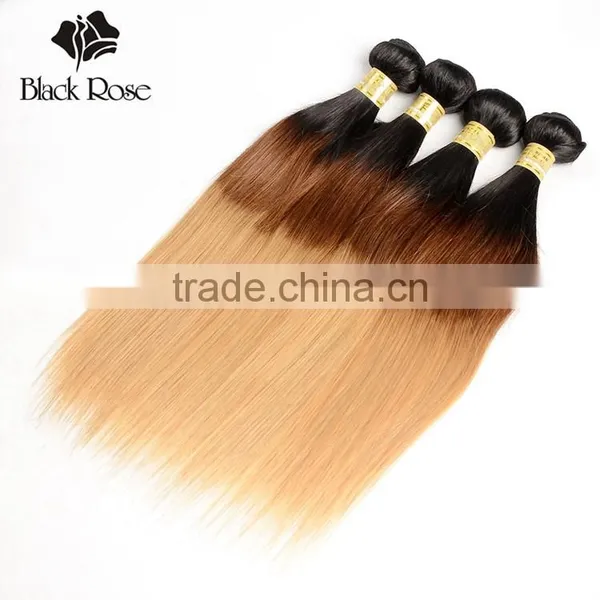 Color 1b/4/27# Straight Wave High Quality Brazilian Hair Weave Blonde and Brown photo-4
