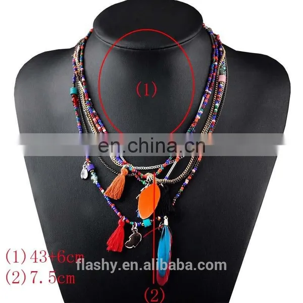 New Fashion Feather Women Necklace Beaded Necklace Chains Jewelry photo-5