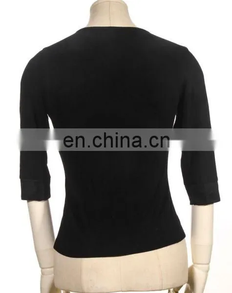 Gothic Natural Cotton Female Top With V-neck Laced Cut photo-2