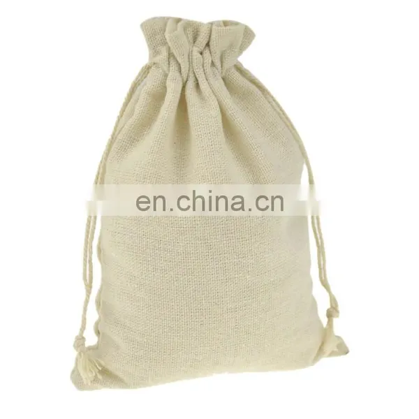 White Cotton Drawstring Pouch With Customized Logo Bag photo-3