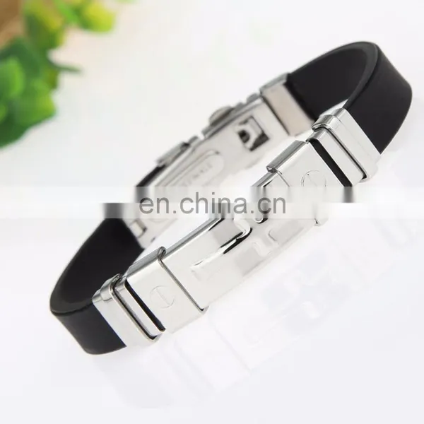 Fashion Silicone Stainless Steel Cross Bracelet for Man Custom photo-6