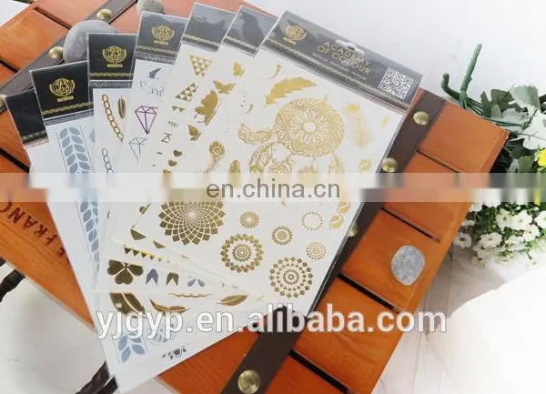Hand Bracelet Glitter Metallic Gold Temporary Body Tattoo Sticker photo-6