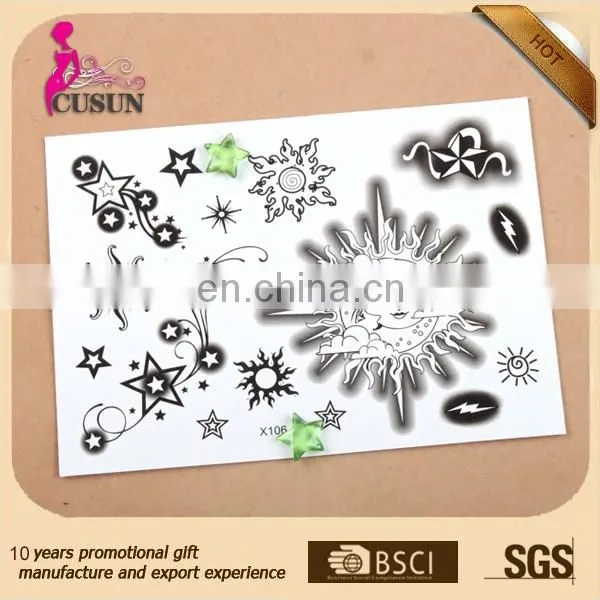 Custom Long Lasting Sun Moon Body Temporary Tattoo Sticker for Adults photo-4