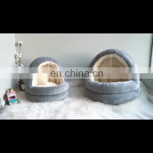 I@home Warm Washable Luxurious Villa Plush Felt Pet Bed Cat House Bed Cave
