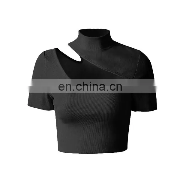 Hot Selling Women Sexy Cut Out t Shirt Crop Top photo-5