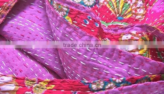 Tropicana Kantha Quilts Handstiched Kantha Work Bed Cover Throw Ralli Indian Wholesale Handmade photo-3