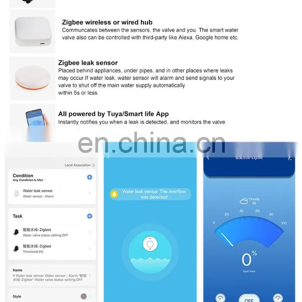 WIFI Smart Water Valve for Water Leakage Protection System Compatible With Alexa Google Home and Wireless Gateway With Tuya APP photo-6