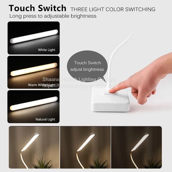 LED Desk Lamp 3 Mode Color Lighting Adjustabale Brightness Rechargeable USB LED Reading Lamp Eye Protection Study Light photo-2