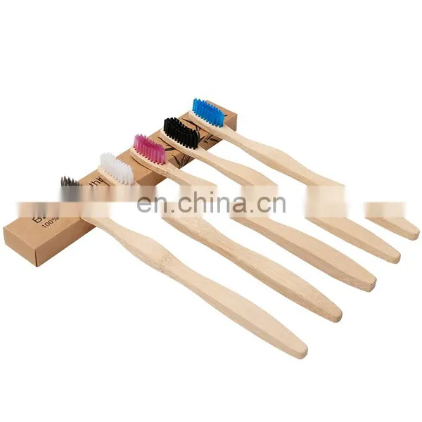 High Quality Adult Bamboo Toothbrush, Multicolor Square Handle Bamboo Toothbrush photo-2