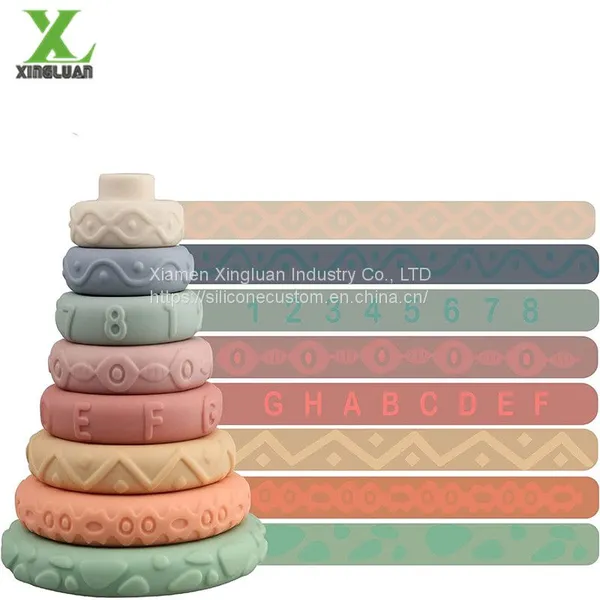 Toddlers Sensory Educational Montessori Baby Silicone Blocks - Developmental Teething Learning Stacker photo-3