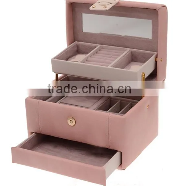 OEM Pink Leather Display Case for Jewelry, High Quality Jewelry Display Box, Pink Leather Jewelry Box Custom Logo photo-4