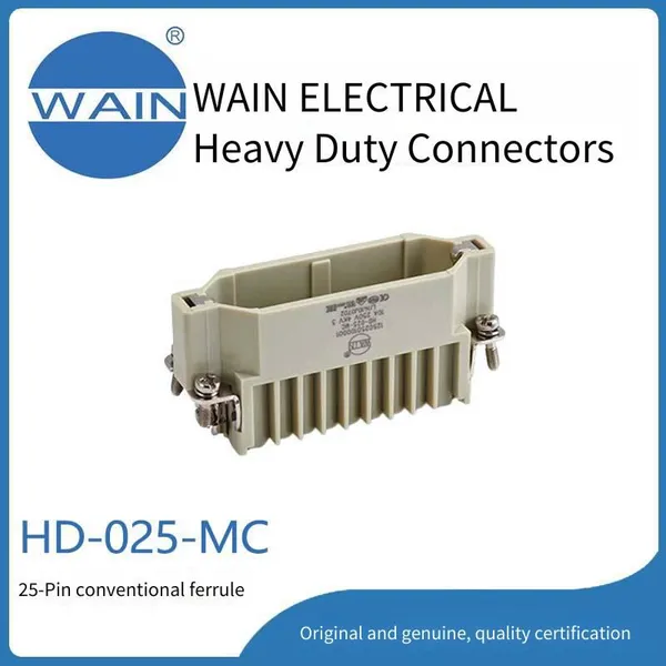 wain heavy-duty connector hd-025-mc insert, 25-pin ultra-high density insert, rectangular connector, aviation plug