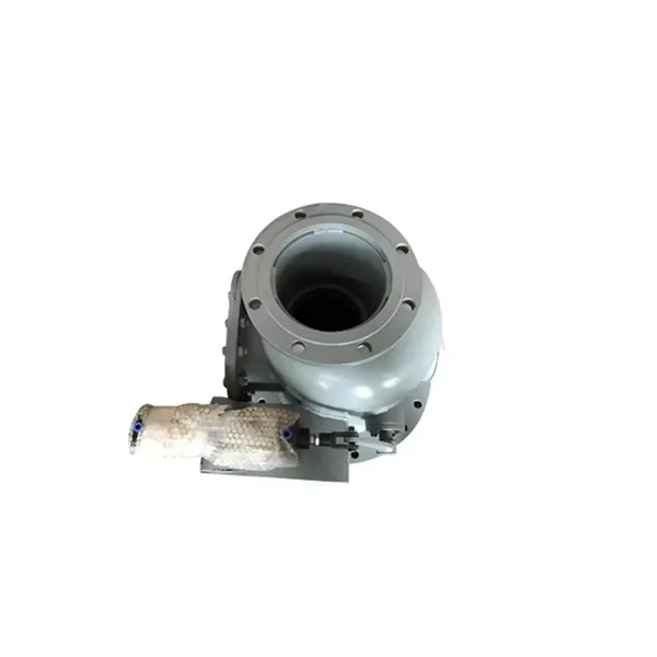 High Quality JQ641FM Ceramic Lined Feed Valve Carbon Steel Three-way Feed Valve Flange Bell Cover Flap Feed Valve photo-2