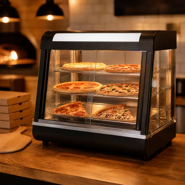 Food Warmer Display Cabinet SY-BW03 1500W 50kg 30-85C Tempered Glass Food Heating Warmer for Pizza Burger and Egg Tart