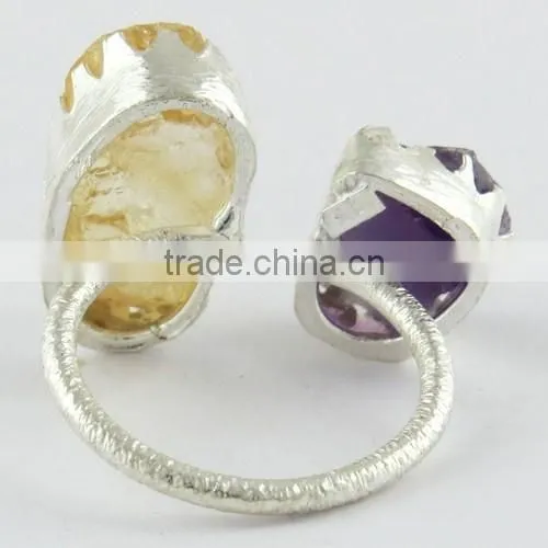 Beautiful Style Rough Citrine Amethyst Ring, Gemstone Silver Jewelry, Online Silver Jewelry photo-5